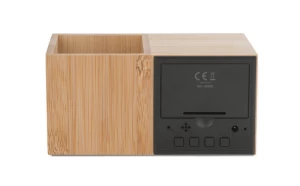 Zegar z przybornikiem na biurko BAMBOO (GA-03089)