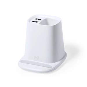 Ładowarka bezprzewodowa 5W, hub USB 2.0, pojemnik na przybory do pisania, stojak na telefon (V0145-02)