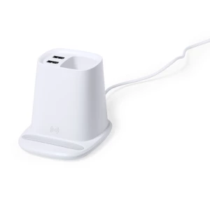 Ładowarka bezprzewodowa 5W, hub USB 2.0, pojemnik na przybory do pisania, stojak na telefon (V0145-02)