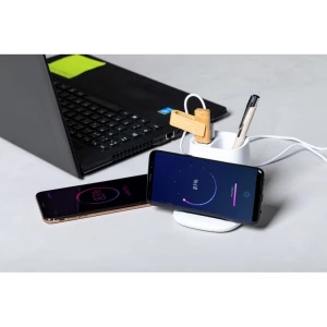 Ładowarka bezprzewodowa 5W, hub USB 2.0, pojemnik na przybory do pisania, stojak na telefon (V0145-02)