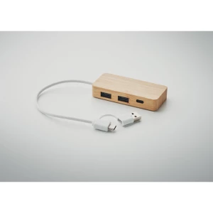 3-portowy bambusowy hub USB - HUBBAM (MO2143-40)