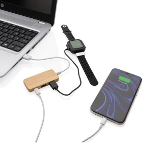 Bambusowy hub USB 2.0 z USB typu C (P308.739)