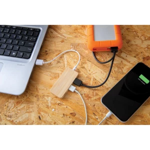 Bambusowy hub USB 2.0 z USB typu C (P308.739)