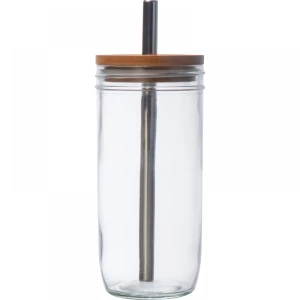 Szklanka z pokrywką i rurką 650 ml - przeźroczysty - (GM-83842-66)