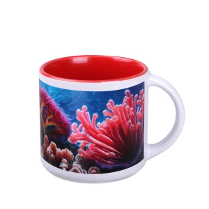 Kubek Modern Art 390ml biały/czerwony (M519)