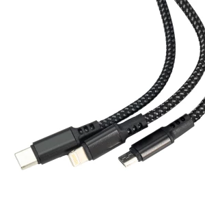Kabel 3 w 1 z podświetlanym logo Pierre Cardin - czarny - (GM-B9000400IP3-03)