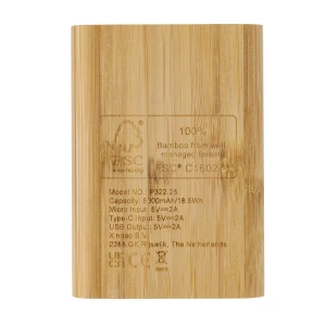 Bambusowy power bank 5000 mAh (P322.259)