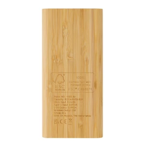 Bambusowy, bezprzewodowy power bank 8000 mAh, ładowarka bezprzewodowa 5W (P322.359)