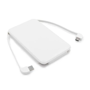 Power bank 5000 mAh ze zintegrowanymi kablami, adapter w komplecie | Presley (V0905-02)
