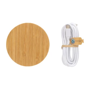 Bambusowa ładowarka bezprzewodowa 15W (P308.389)