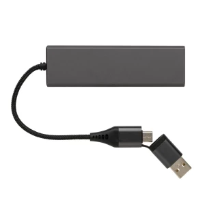Hub USB 2.0 z USB C, aluminium z recyklingu (P308.682)