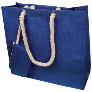 Torba z portfelikiem z juty - niebieski - (GM-60865-04)