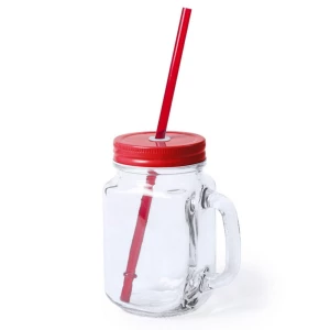Słoik do picia 500 ml ze słomką (V8983-05)