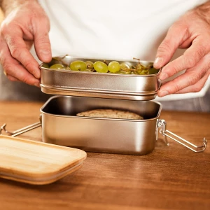 Double lunch box Alcora, srebrny (R08209.01)