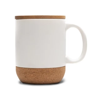 Kubek ceramiczny z bambusową przykrywką Giulia, biały (R85309.06)