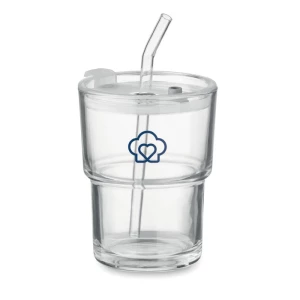 Szklany kubek ze słomką 400ml - SIP (MO2502-22)