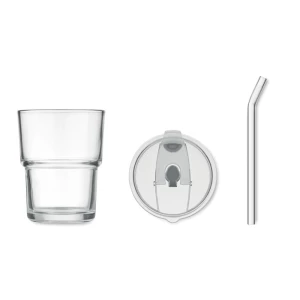 Szklany kubek ze słomką 400ml - SIP (MO2502-22)
