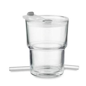 Szklany kubek ze słomką 400ml - SIP (MO2502-22)