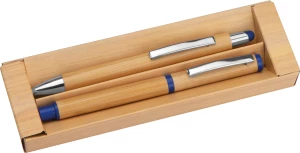 Zestaw piśmienniczy bambusowy - niebieski - (GM-12558-04)