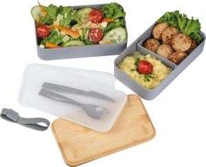Pudełko na lunch z dwiema przegródkami - szary - (GM-82531-07)
