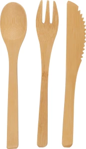 Zestaw sztućców bambusowych - beżowy - (GM-82585-13)