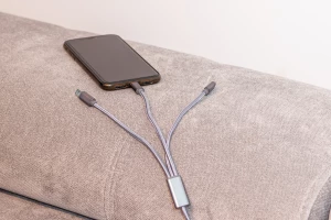 Długi kabel 3 w 1 - szary - (GM-32663-07)