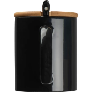 Kubek ceramiczny z łyżeczką 300 ml - czarny - (GM-82969-03)
