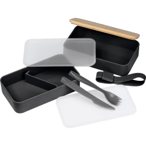 Pudełko na lunch z dwiema przegródkami - czarny - (GM-82531-03)