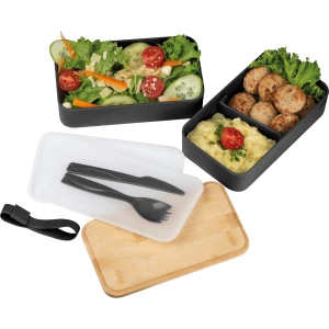 Pudełko na lunch z dwiema przegródkami - czarny - (GM-82531-03)