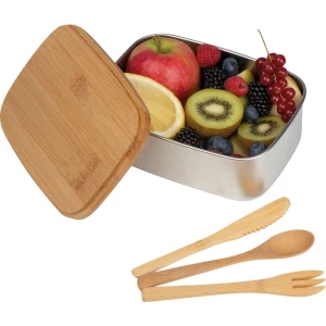 Lunchbox ze stali nierdzewnej z bambusową pokrywką - beżowy (GE-2313-13)